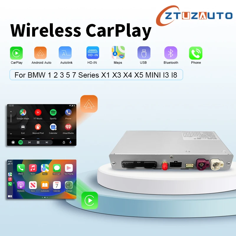 Обновление OEM-экрана Wireless CarPlay для BMW EVO 1 2 3 4 5 7 серии X1 X3 X4 X5 X6 MINI F56 F15 F16 F25 F26 F48 F10 F22 F20