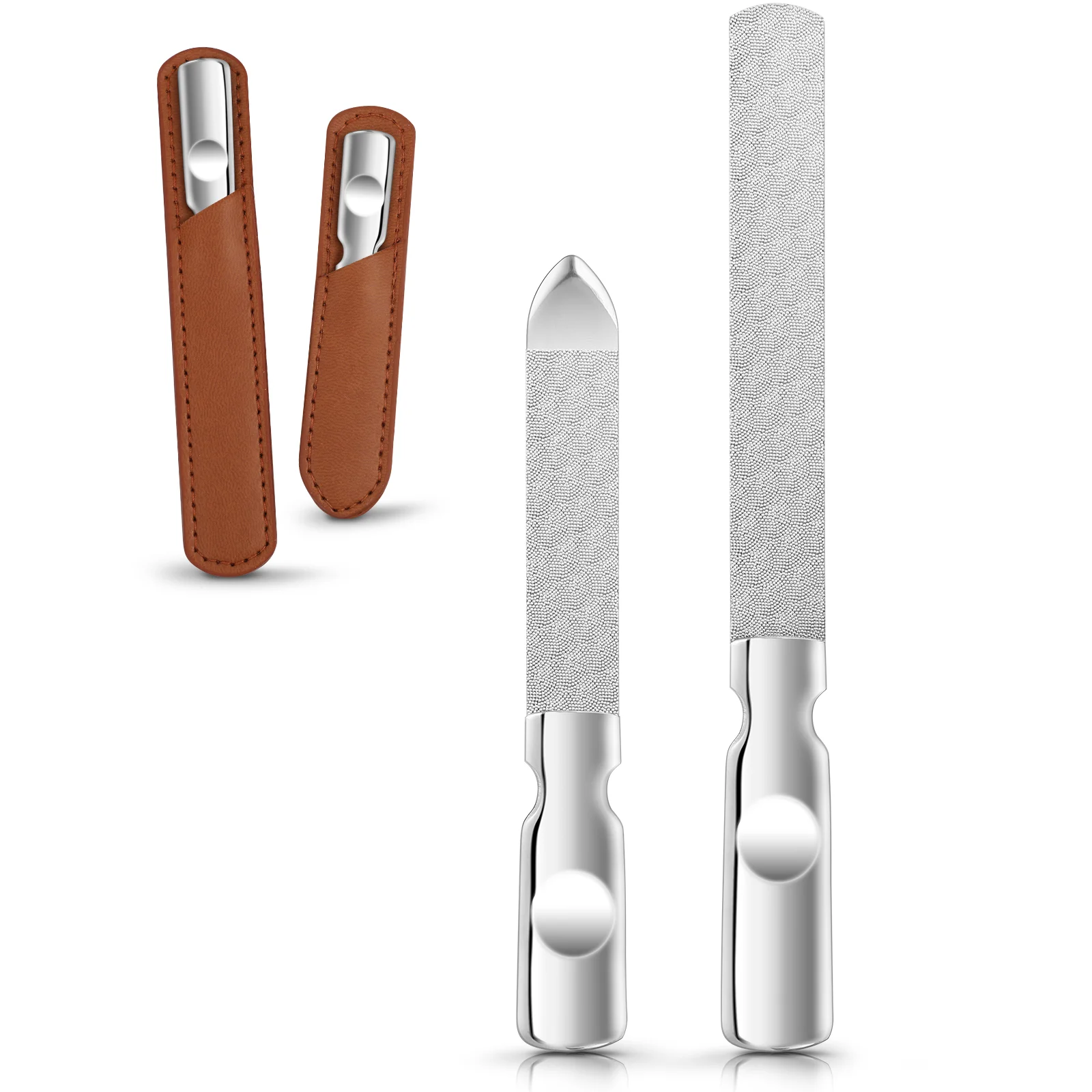 

2Pcs Stainless Steel Metal Nail Files Double Sided Manicure Files with Soft Cover for Fingernail Toenail