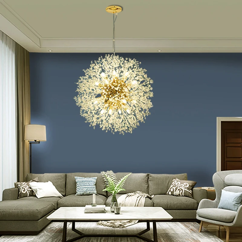 Dandelion crystal chandelier Minimalist Creative Wrought Iron pendant lamp Live Room Bedroom Dining Led Indoor Lighting Fixtures