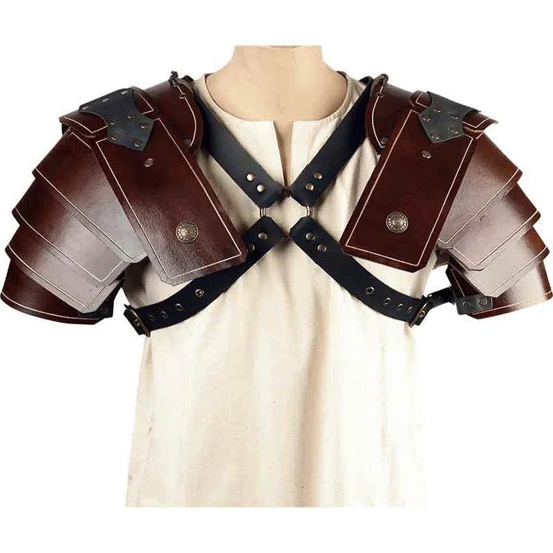 

2022 Medieval Viking Knight Shoulder Armor Gladiator Samurai Pauldrons Steampunk Leather Harness Spaulders LARP Cosplay Costume