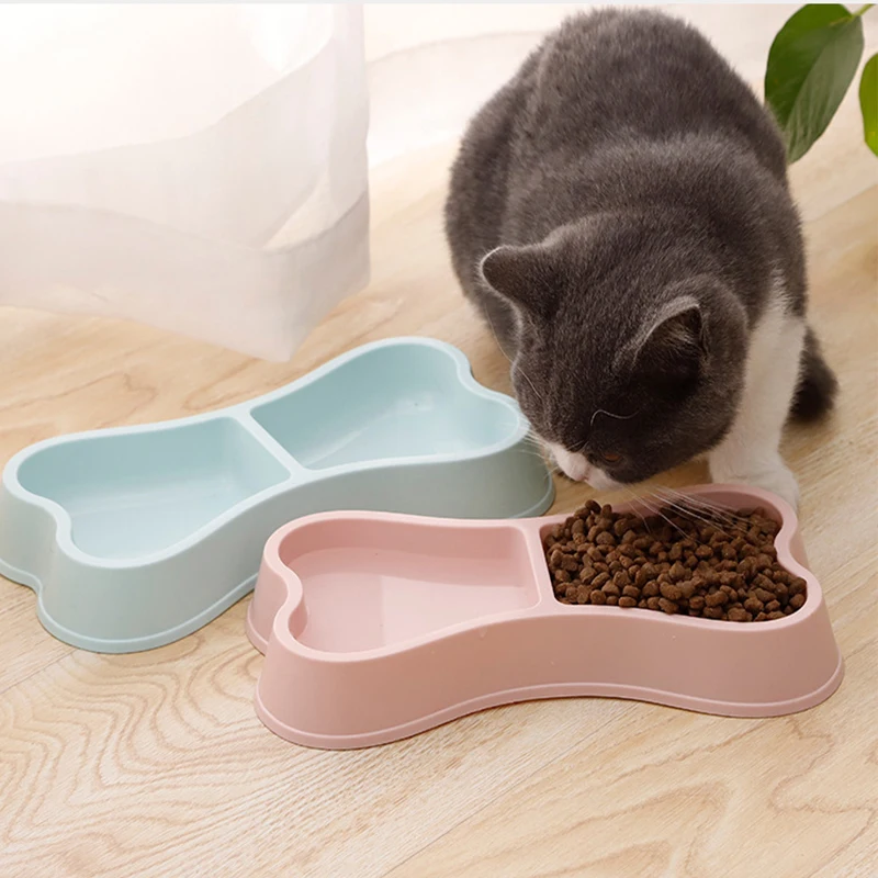 

Pet bowl thickened Plastic Dual-Bowl Pet Feeding Supplies Cat Dog Food Water Feeder Easy to clean in candy colours