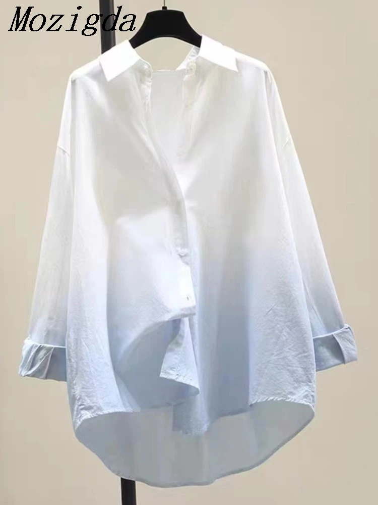 Весенне-осенние модные рубашки с принтом тай-дай женская одежда градиентный цвет