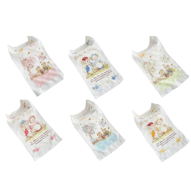 

Baby Drool Bib Cartoon Bear Print Полотенце со слюной Мягкое купальное полотенце Дышащий нагрудник