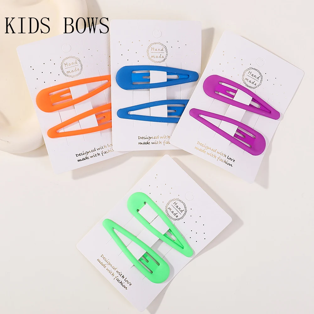 

Kids Large Droplet Hairpin 2.7 '' Metal Candy Color BB Clips Girls' Hair Clip 2PCS/Set Fashion Children's Headwear Accessories