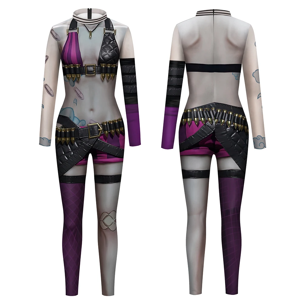 Конкурентоспособные игры комбинезон Jinx Женский костюм для косплея на Хэллоуин