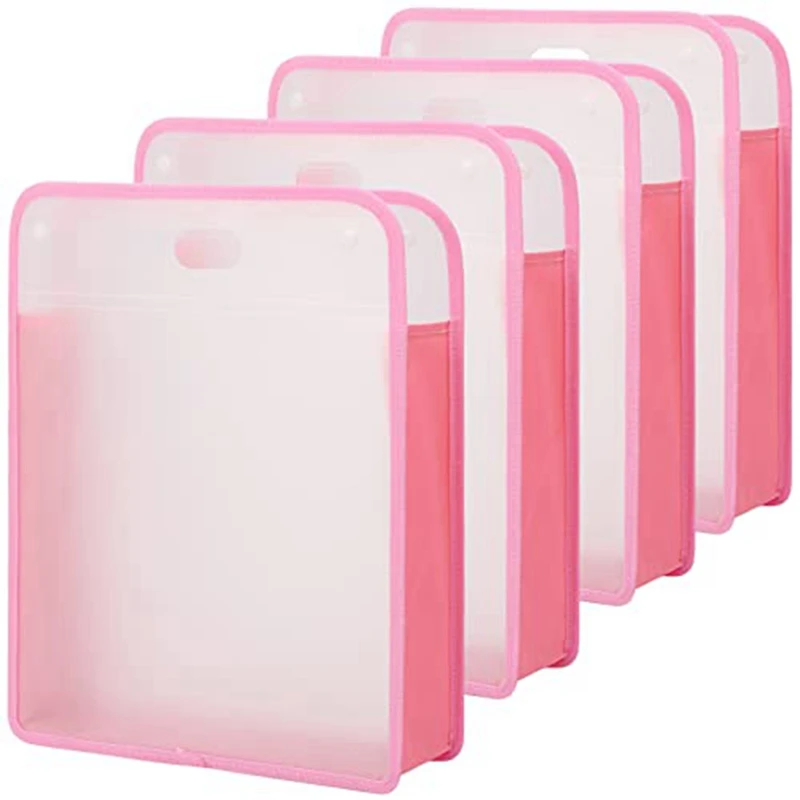 

4 PCS Paper Storage Organizer Transparent Scrapbook For 12X12 Paper,Scrapbook,Photos,Crafts Pink
