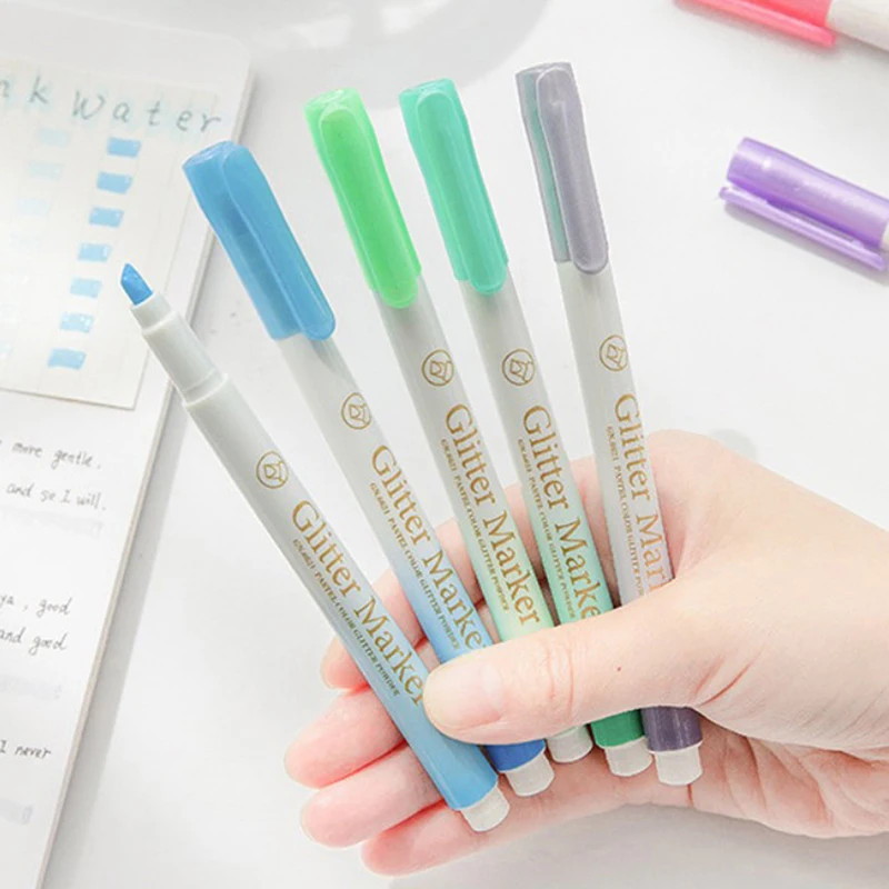 

1pc Ins Pastel Highlighter Pen Pastel Fine Glitter Highlighter Accent Marker Student School Office Supplies