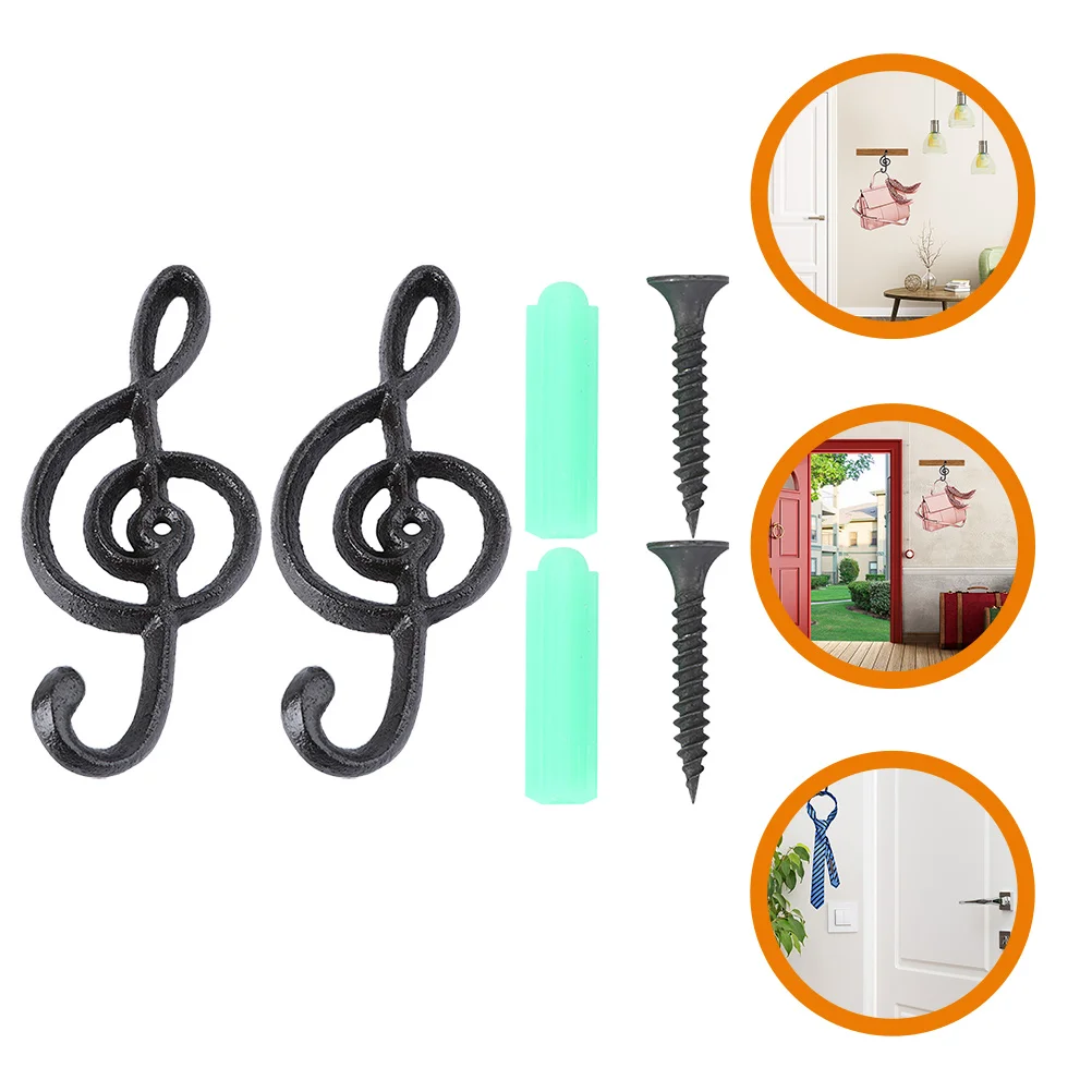 

2pcs Musical Note Hooks Vintage Wall Hooks Decorative Hooks Wall Hanger Hook