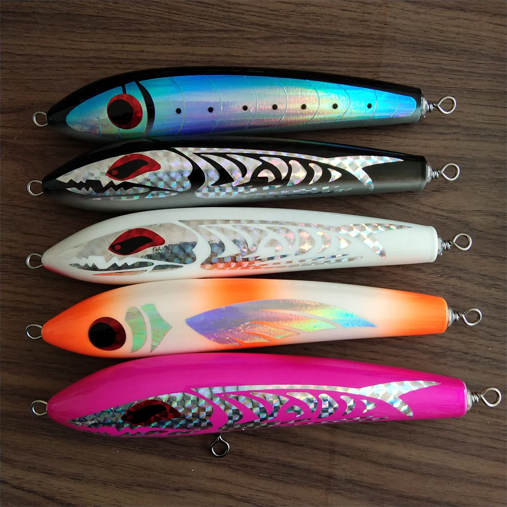 

Swolfy 5pcs 100g Jerk Pencil Wood Lure Wobbler Bass Fish Tackle Lures Fishing Accessories Saltwater Lures Trolling Fish Bait