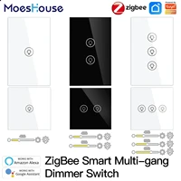 moeshouse zigbee smart multi gang light dimmer switch independent control smart tuya app control works with alexa google home