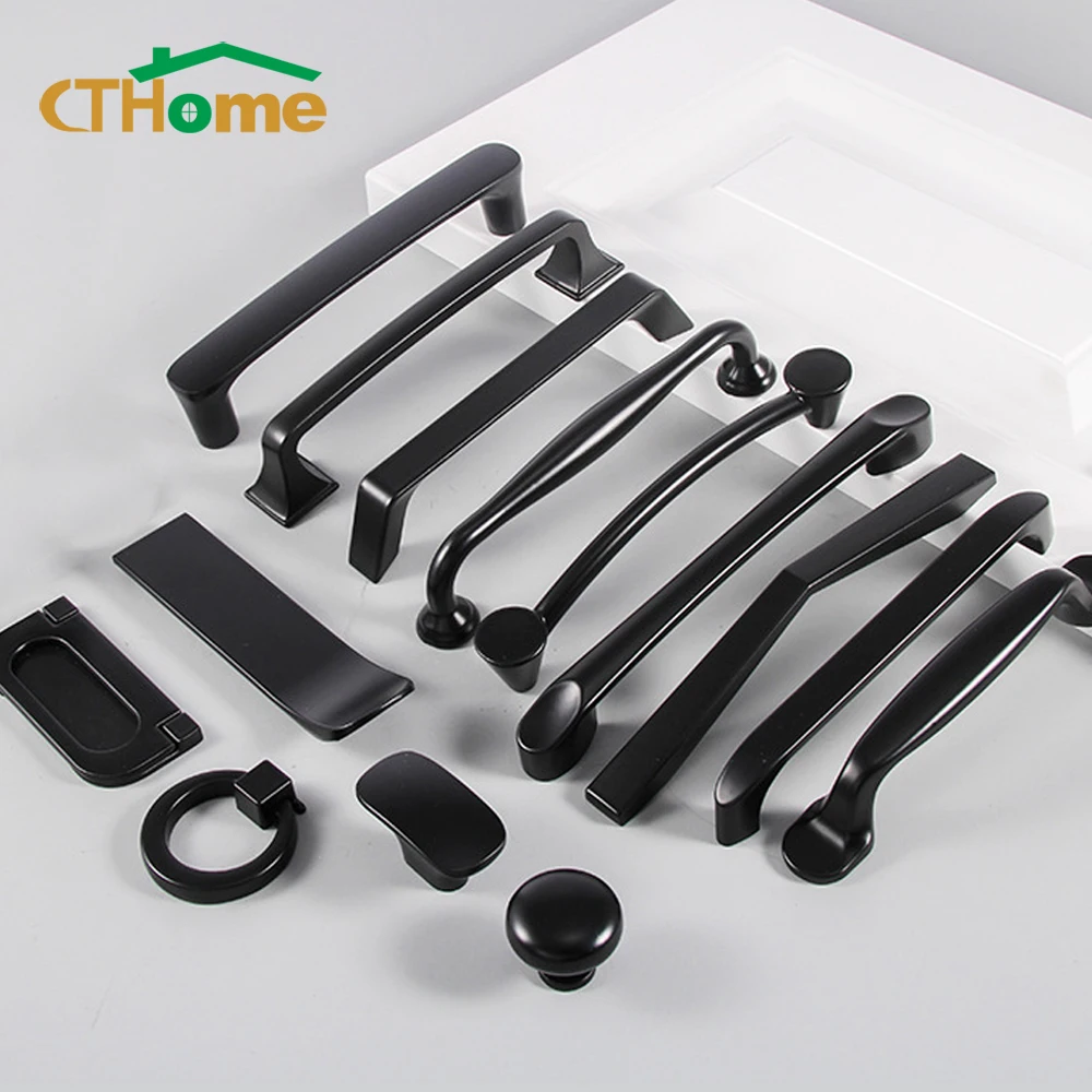 

Nordic Furniture Handles for Cabinets and Drawers Knobs Kitchen Cupboard Wardrobe Black Door Pulls Furniture Hardware