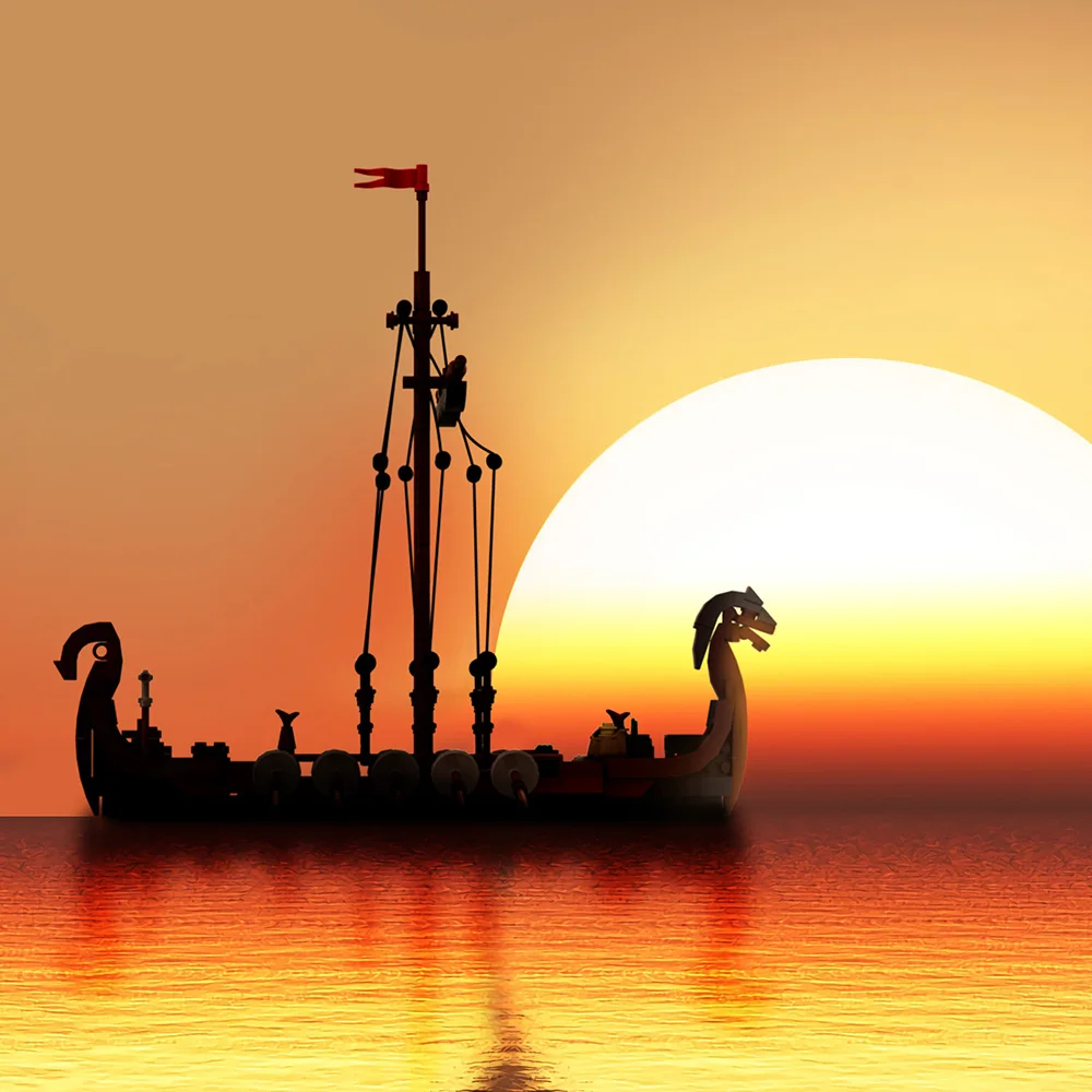 

MOC Medieval Military Viking Ship Model Building Blocks Sodiers Figures Boat Bricks Toys MOC-58275 Creative Expert Toys for Boys