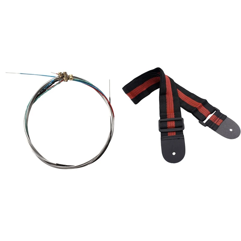 

5 Set Steel Core E A D G Violin Strings With Adjustable Guitar Straps Nylon Acoustic Guitar Strap