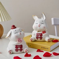 cute rabbit sculpture animal statue nordic living room home decoration miniatures wedding decoration room decoration crafts