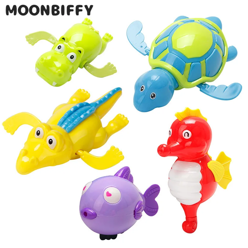 1Pc Bath Toys Turtle Dolphin Baby Shower Baby Wind Up Swim Play Toy Swimming Pool Accessories Baby Play In Water Random Color