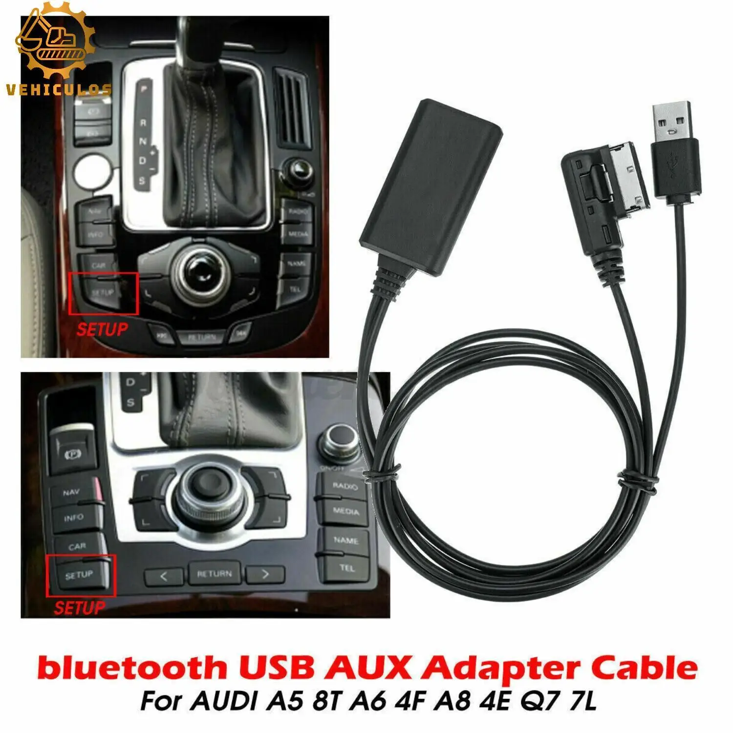 

VEHICULOS 1 шт., беспроводной Bluetooth-музыкальный интерфейс, адаптер аудиокабеля AUX, подходит для Audi A4 A5 A6 A8 Q7, все модели с MMi 2G High
