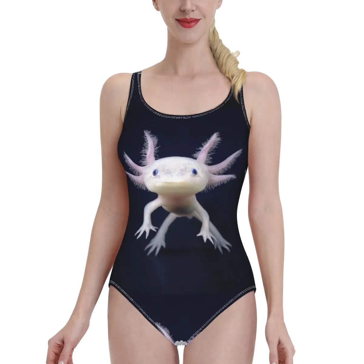 

New 2022 Sexy One Piece Swimsuit Female Backless Bodysuit Swimwear Axolotls Women Bathing Suit Swimming Beach Wear