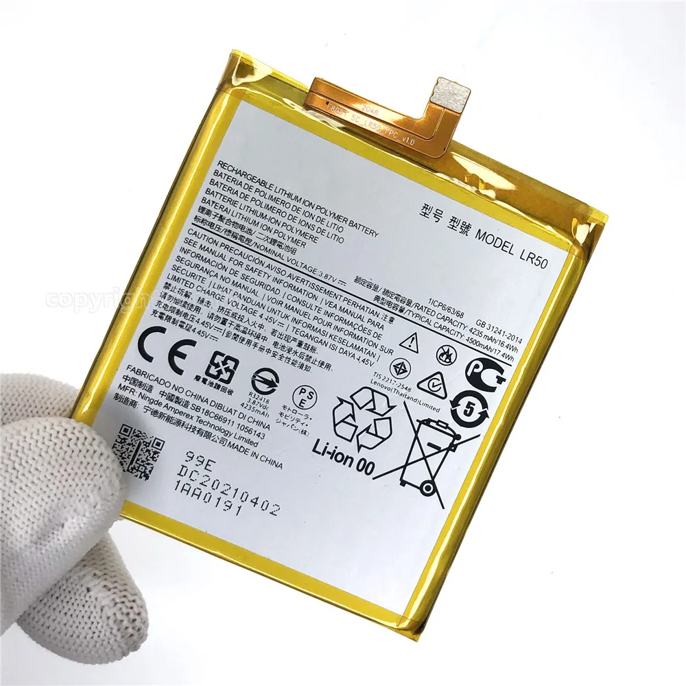 Оригинальная сменная батарея Batteria LR50 LR 50 для Motorola MOTO Edge XT2063-3 4500 мАч + бесплатные