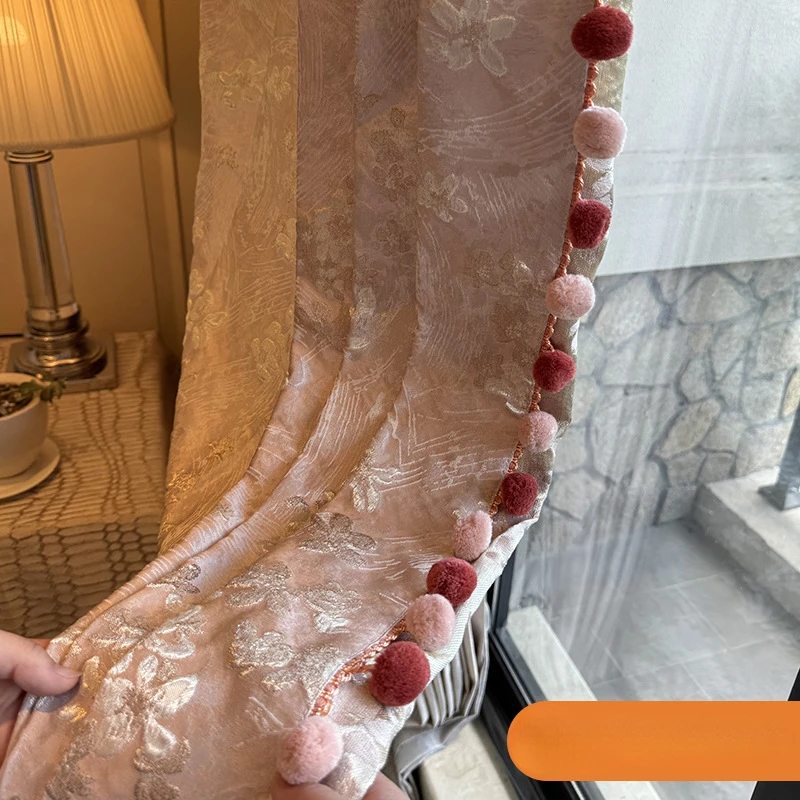 Розовая камелия светлые роскошные жаккардовые утолщенные плотные шторы с