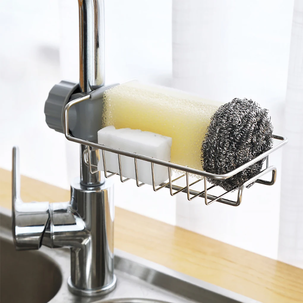 

Kitchen Stainless Steel Sink Drain Rack Sponge Storage Faucet Waterproof Drainer Shelf Washroom Brush Organization Accessories