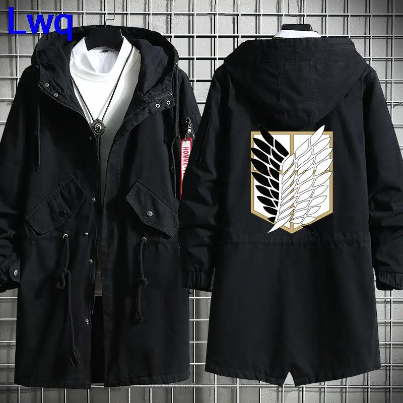 

Трендовая популярная Длинная толстовка для косплея из аниме «атака на Титанов», костюм Леви Аккермана, мужское пальто, тренчкот, пальто для ...