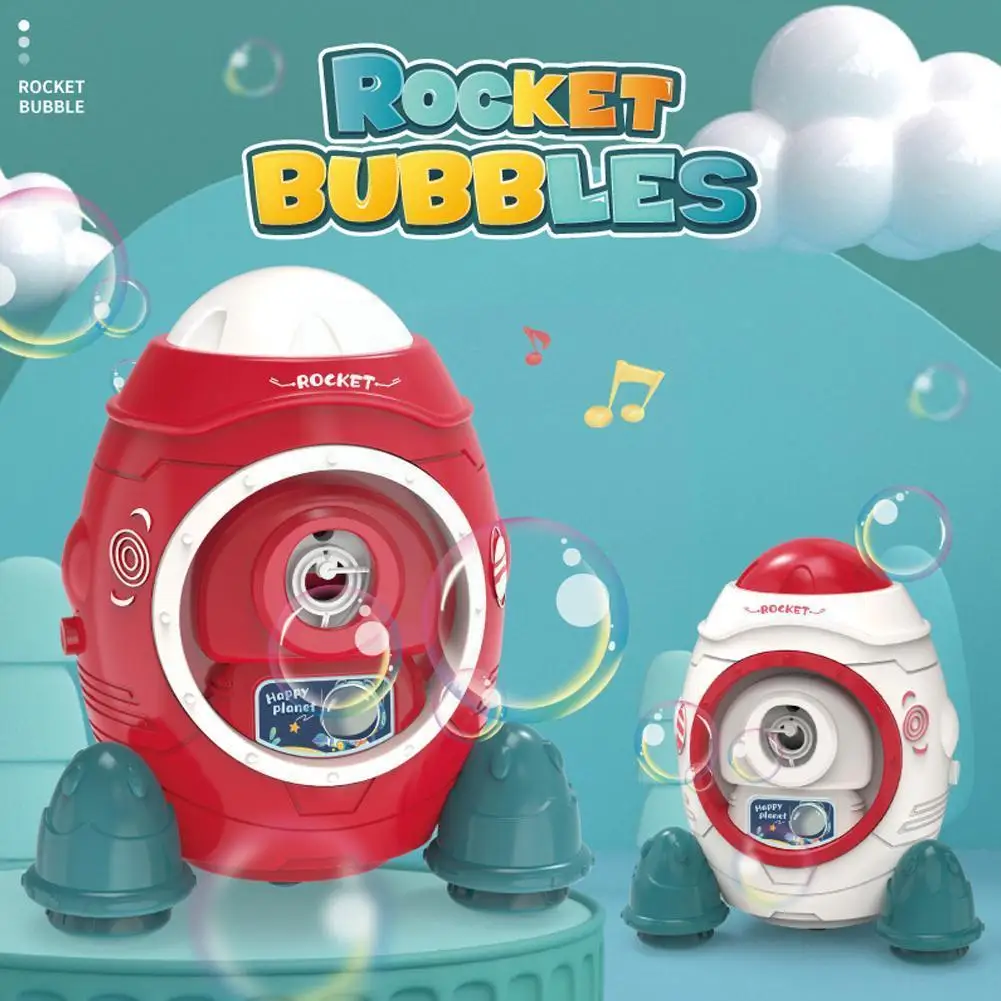 

Rocket Electric Bubble Machine Flashing Music Automatic Toys Bubble Toy Machine Launcher Outdoor Bubble Creative Continuous F9D7