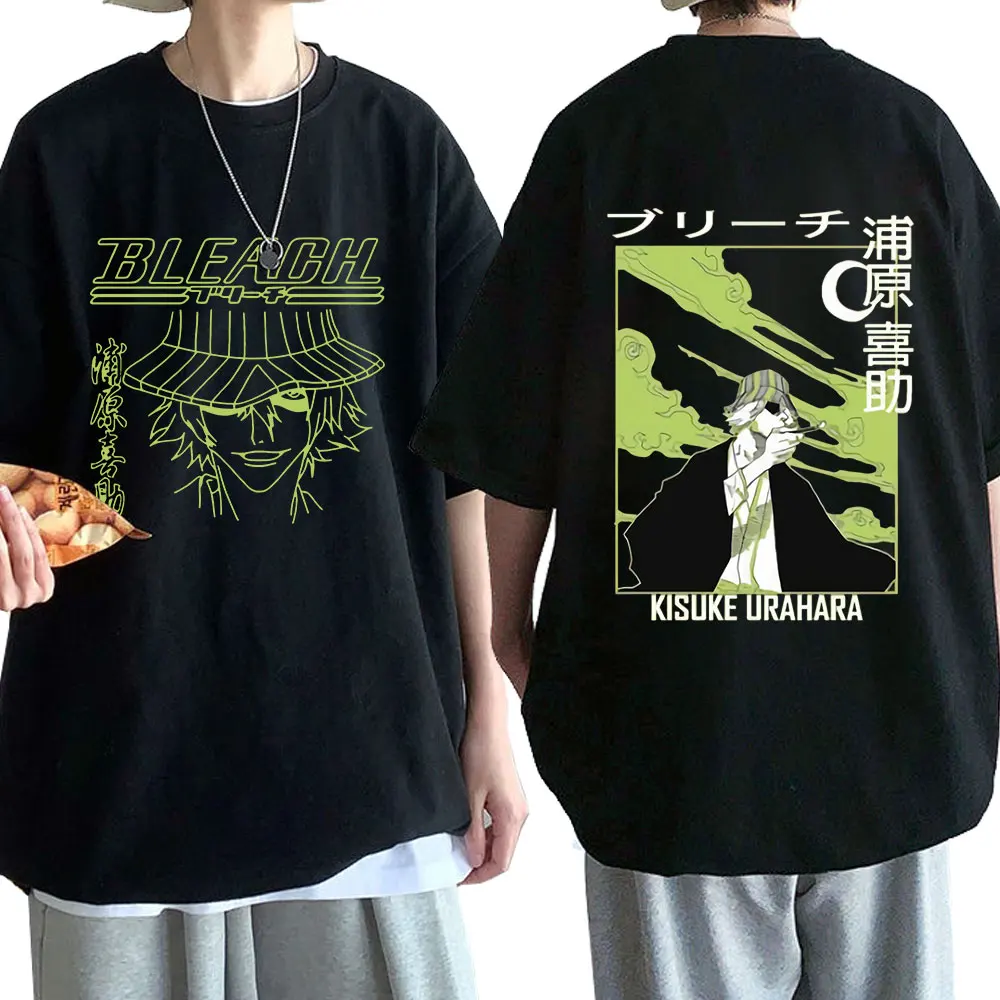

Japanese Anime Bleach Urahara Kisuke T-shirt Manga Kurosaki Ichigo T Shirt Men's Clothes Summer Casual Cotton Oversized T Shirts