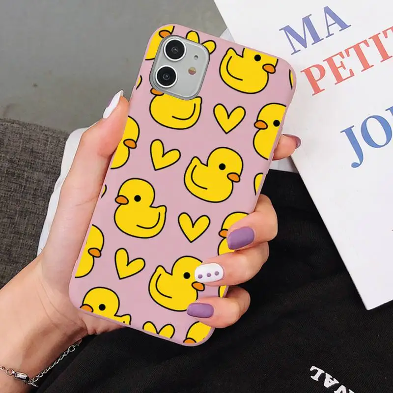 

duck cartoon cute Phone Case for iPhone 11 12 13 Mini Pro Xs Max 8 7 6 6S Plus X XR Solid Candy Color Case