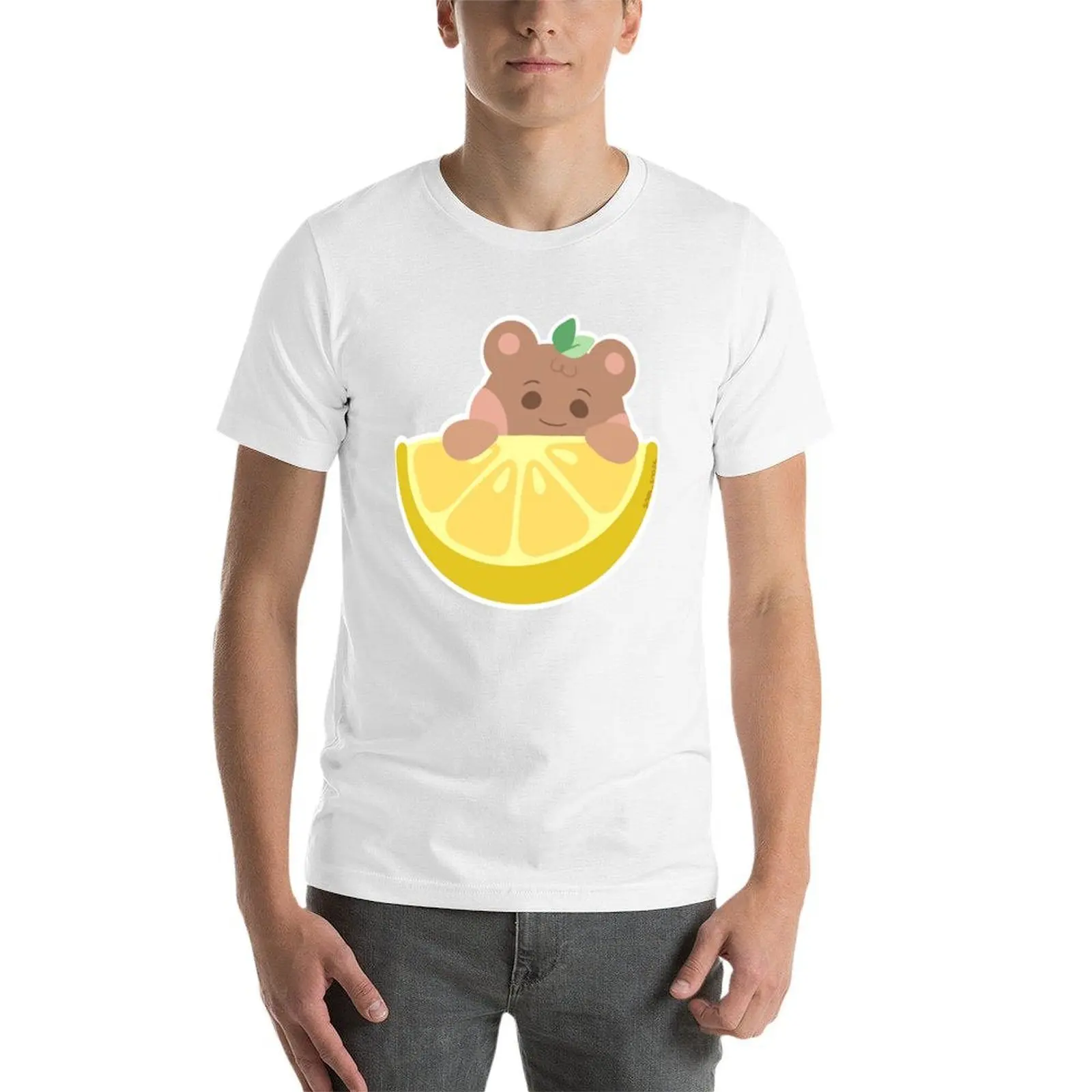 Фото Ateez Aniteez Golden Hour Lemon JJONGbear футболка мужская футболка с рисунком футболки для мужчин упаковка белая мужская футболка дизайнерская футболка №3