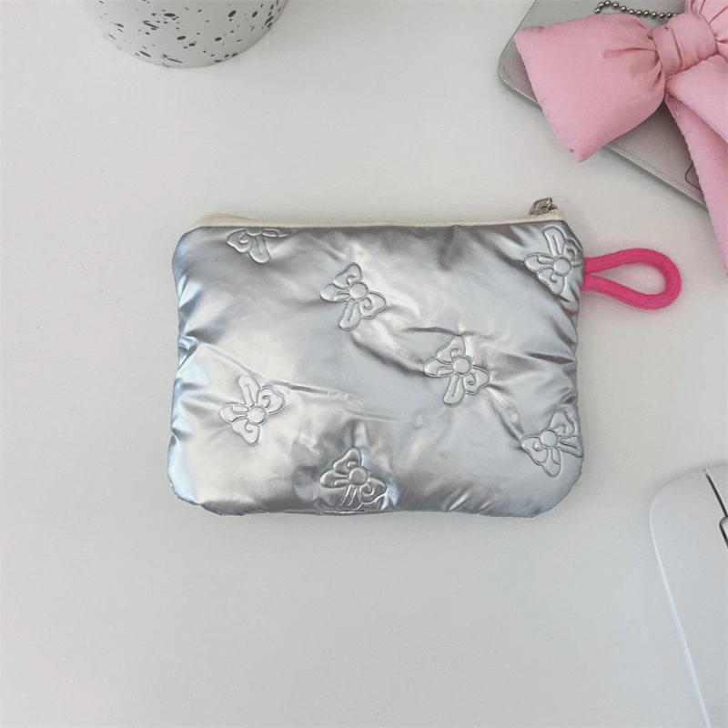 Кошельки для монет с серебряным бантом маленький холщовый кошелек женские