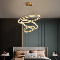 postmodern copper ring chandelier for living room nordic led pendant light bedroom luxury lighting adjustable suspension wirecd