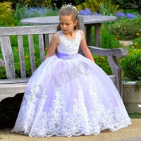 delicate lilac toddler flower girl dresses crystals beads appliques birthday costumes wedding photography gown drop shipping