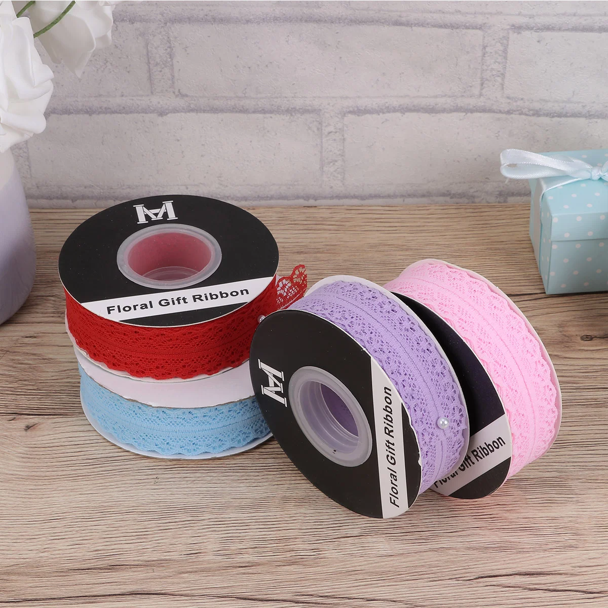 

Ribbon Lace Trim Ribbons Crafts Glitter Roll Decoration Packing Wedding Edging Fabric Satin Floral Vintage Flowersbow Hair