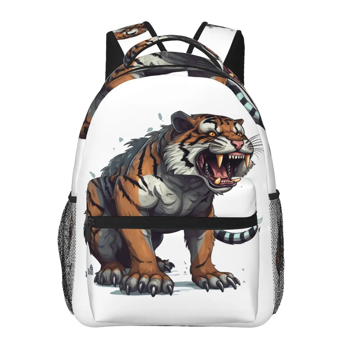 

Tiger Backpack Cartoon Drawing Style College Backpacks Female Fashion High School Bags Custom Breathable Rucksack