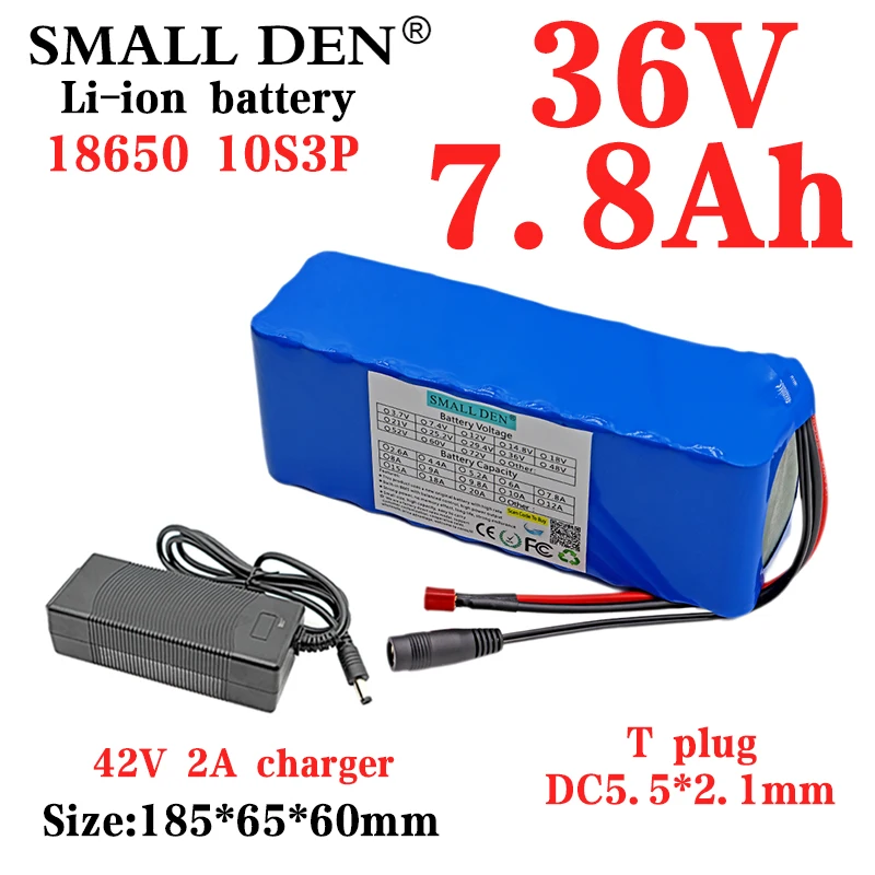 

Литий-ионный аккумулятор 36 В 18650 Ач 500 10S3P с BMS 42 в 7800 Вт мА/ч перезаряжаемая батарея для электрического велосипеда скутера + зарядное устройст...