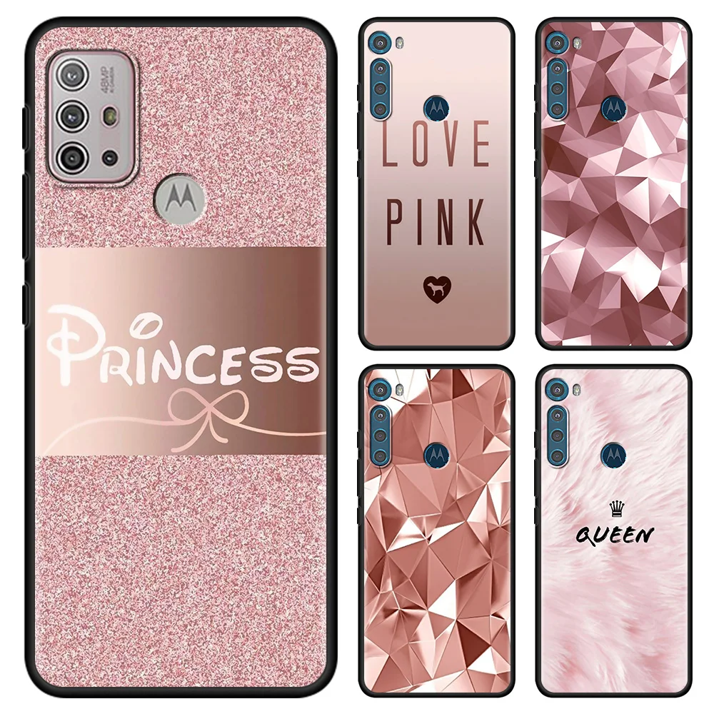 

Rose Pink Princess Queen For MOTOROLA One Fusion Case for Moto G10 G9 G8 Plus Play Power One G20 G30 G40 G50 G60 Edge 20 Shell