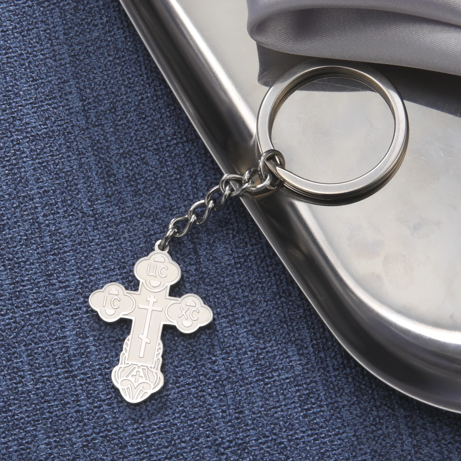 

Stainless Steel Lettered Cross Pendant with Chain Keychain New Products in 2023 Gift for Women Men Fashion Jewelry Wear Safe