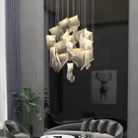 modern luxury led chandelier golden staircase chandelier living room dining room decorative lighting mall hall rope chandelier