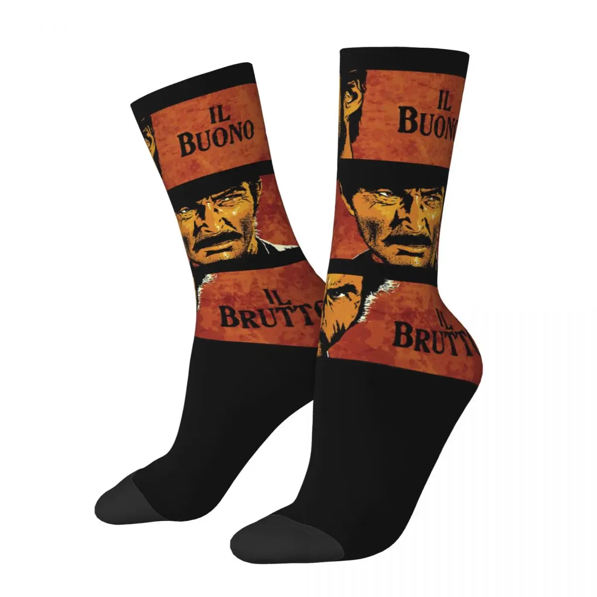

Hip Hop Vintage Lo Bueno Lo Malo Feo Camiseta Men's compression Socks Unisex Gunslinger Street Style Seamless Printed Crew Sock