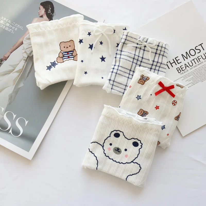 

Cute Bear Women Panties Comfort Cotton Underwear Seamless Mid Waist Girl Briefs Soft Breathable Underpants Female Lingerie New
