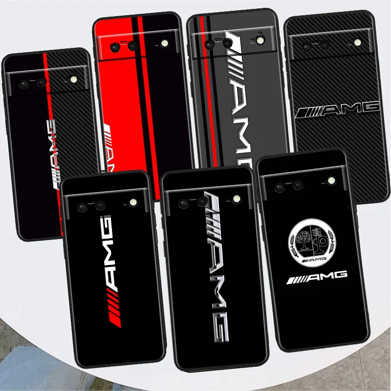 Top Car For AMG Phone Case Shockproof Cover for Google Pixel 8 7A 6A 5A 5 4 4A XL Pro 5G Black Phone Case Soft Fundas Capa