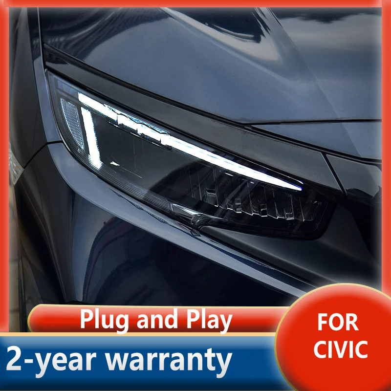 Faro LED para coche, luz de circulación diurna, señal de giro dinámica, accesorios para Honda CIVIC G10, 2016-2021