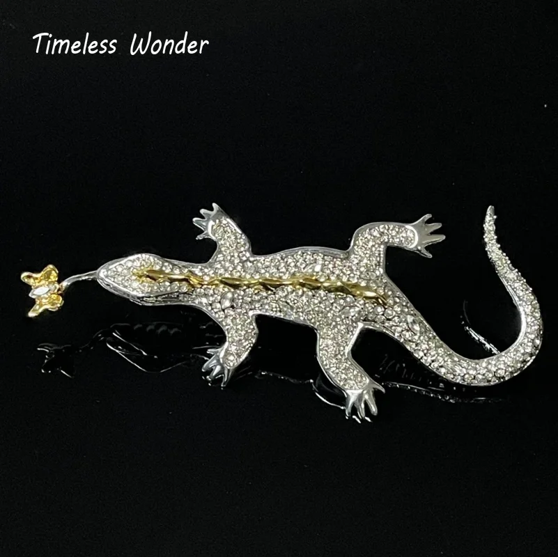 

Timeless Wonder Fancy Zirconia Wall Lizard Brooch Pins for Women Designer Jewelry Runway Rare Luxury Brand Gift Top Rare 5385