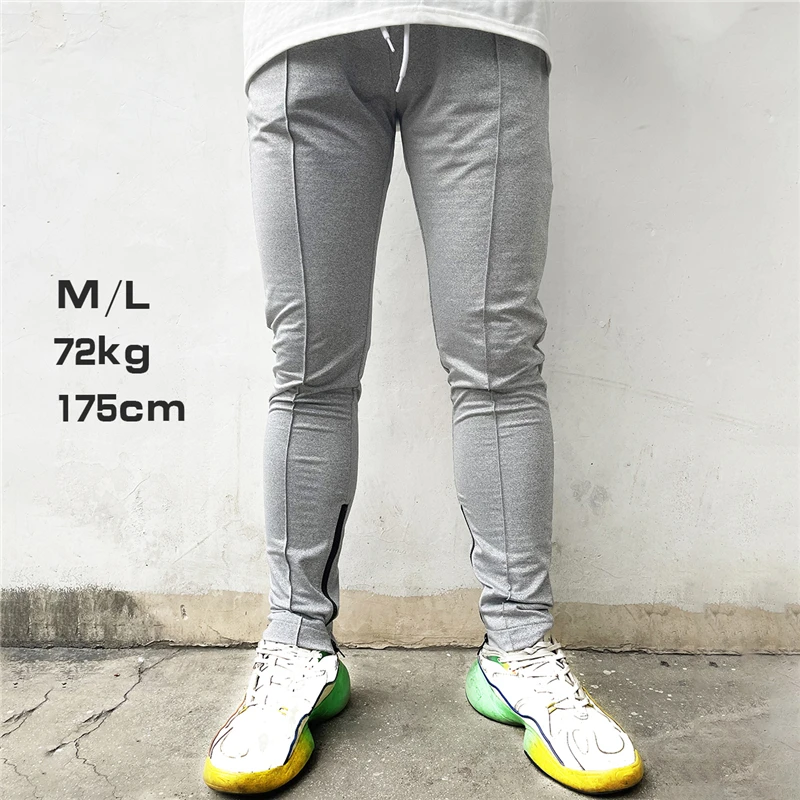 Men Tracksuit Pants New Jogging Fitness Trousers Slim Zipper Absorption And Sweatpants Wicking Men Pants