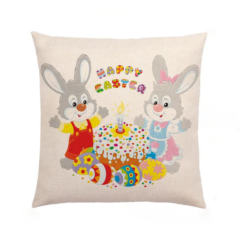 Fresh Easter Pastoral Rabbit Hugging Pillowcase Linen Egg Hugging Pillowcase Sofa Cushion Office Waist Pillowcase 45 * 45cm