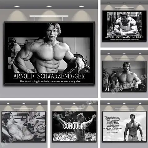 Арнольд Шварценеггер, бодибилдинг мотивационные цитаты, черные, белые плакаты, печать на холсте, тренажерный зал, фотография, Декор