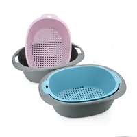 double layer drain basket rice fruit vegetable washing colander strainer collapsible drainer kitchen gadgets drain box