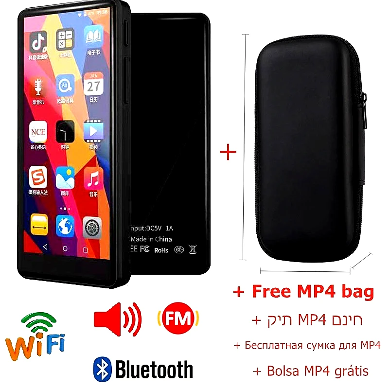 

128GB Bluetooth Mp4 Player Wifi Android Touch Screen Lossless Radio Free Music Video Download Mp3 Player Speaker Voice Recorder