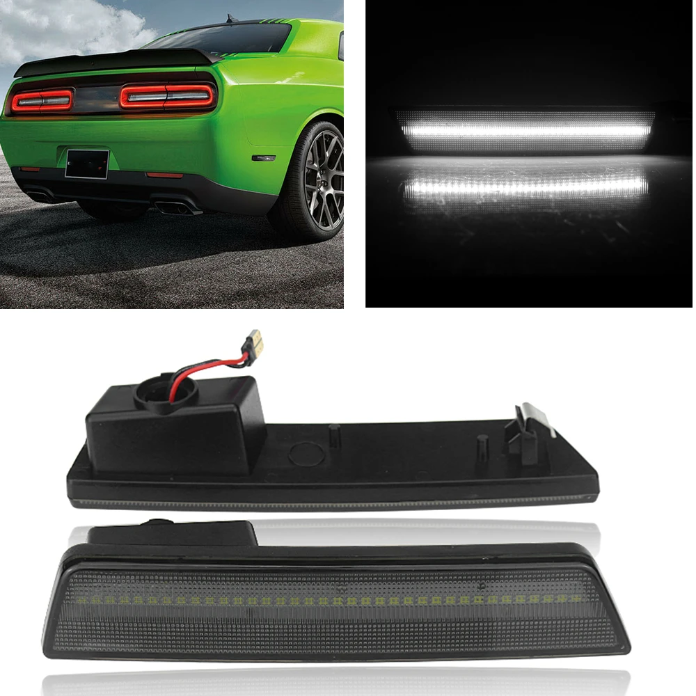 

Для Dodge Challenger 2008-2014 Белый светодиодный ОД задний бампер босветильник копченая черная крышка объектив крыло индикатор поворота лампа