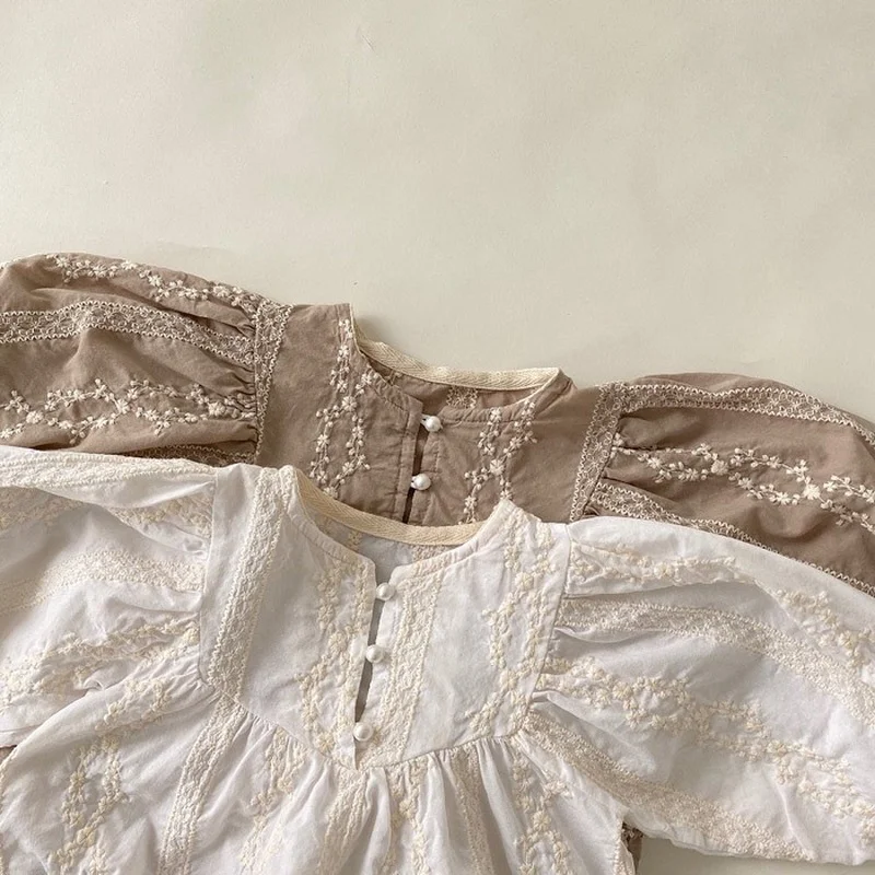 Spring Autumn Baby Clothes Infant Girls Floral Embroidery Bodysuits Newborn One Piece Birthday Clothes